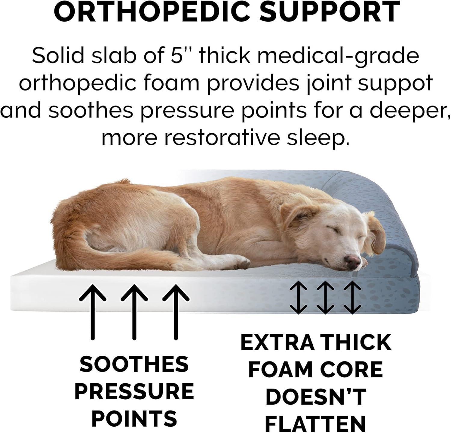 imageFurhaven Orthopedic Dog Bed for Large Dogs w Removable Bolsters ampamp Washable Cover For Dogs Up to 125 lbs Plush ampamp Velvet L Shaped Chaise Platinum Gray Jumbo PlusXXLBlue Almonds