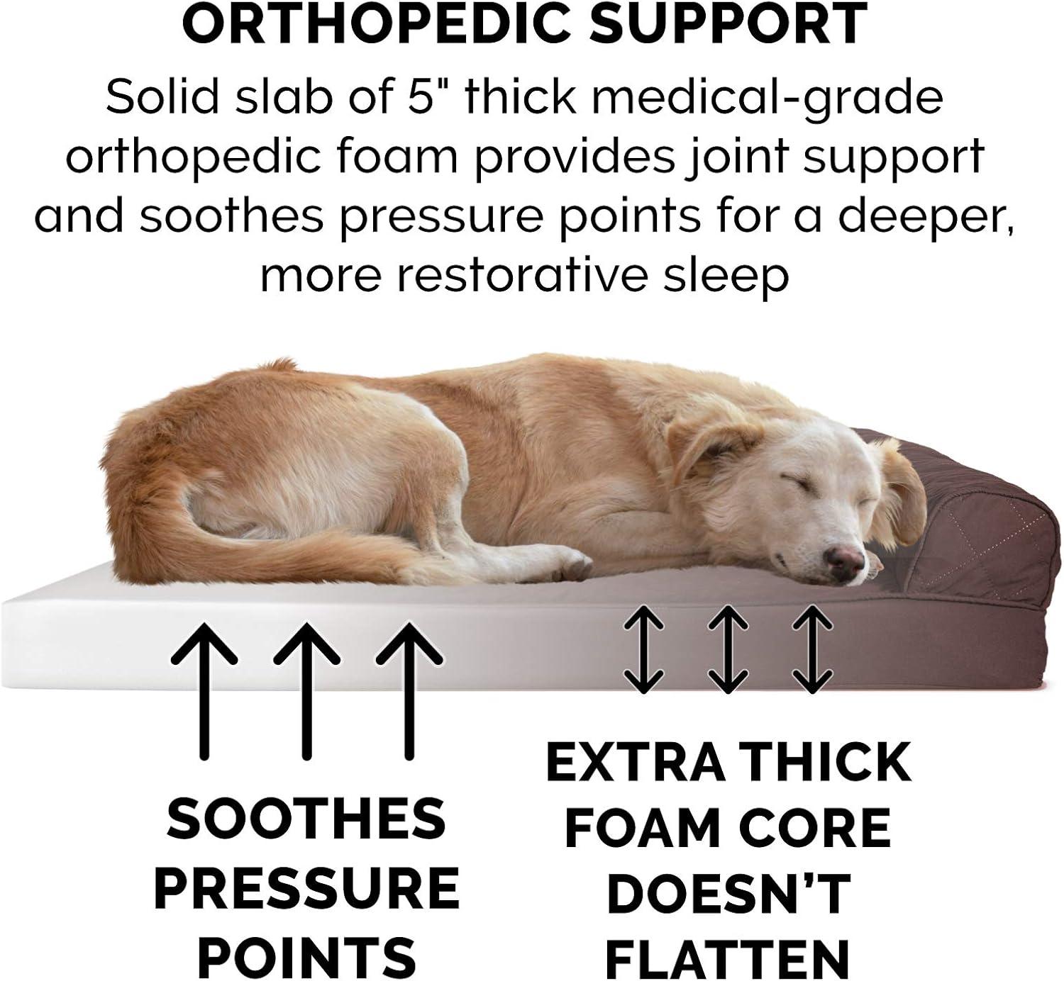 imageFurhaven Orthopedic Dog Bed for Large Dogs w Removable Bolsters ampamp Washable Cover For Dogs Up to 125 lbs Quilted Sofa Coffee Jumbo PlusXXLCoffee