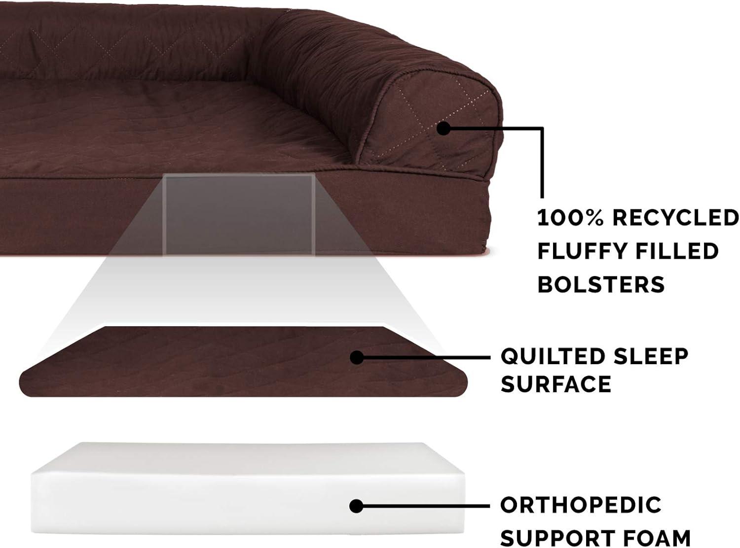 imageFurhaven Orthopedic Dog Bed for Large Dogs w Removable Bolsters ampamp Washable Cover For Dogs Up to 125 lbs Quilted Sofa Coffee Jumbo PlusXXLCoffee