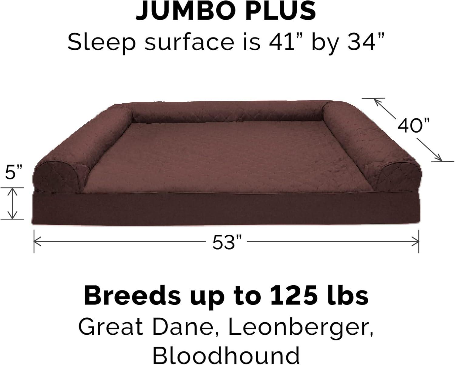 imageFurhaven Orthopedic Dog Bed for Large Dogs w Removable Bolsters ampamp Washable Cover For Dogs Up to 125 lbs Quilted Sofa Coffee Jumbo PlusXXLCoffee