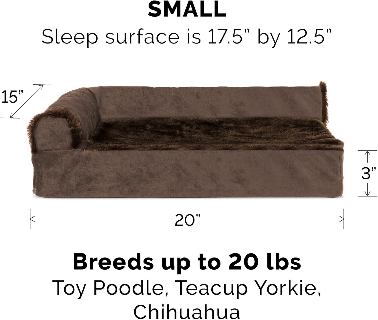 imageFurhaven Orthopedic Dog Bed for Large Dogs w Removable Bolsters ampamp Washable Cover For Dogs Up to 125 lbs TwoTone Plush Faux Fur ampamp Suede L Shaped Chaise Marine Blue Jumbo PlusXXLSable Brown