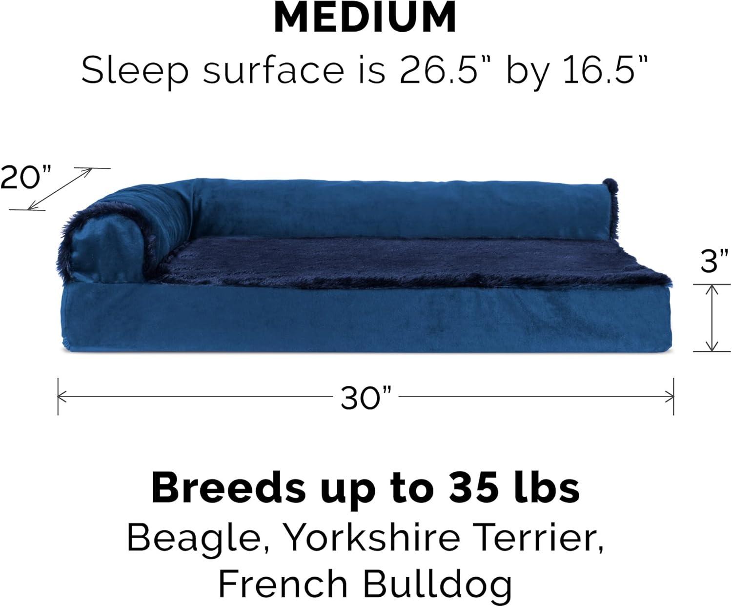imageFurhaven Orthopedic Dog Bed for Large Dogs w Removable Bolsters ampamp Washable Cover For Dogs Up to 95 lbs Plush ampamp Velvet L Shaped Chaise Sable Brown JumboXLDeep Sapphire