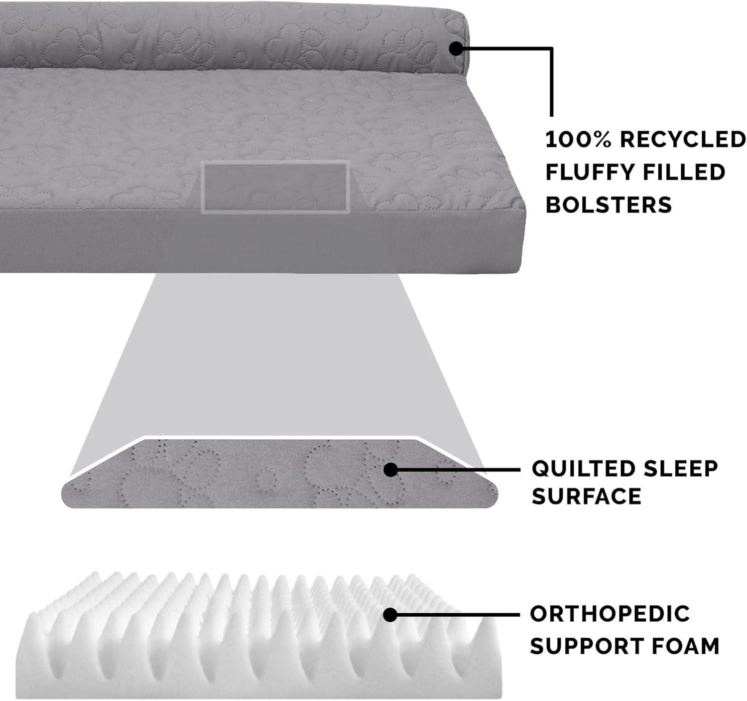 imageFurhaven Orthopedic Dog Bed for Large Dogs w Removable Bolsters ampamp Washable Cover For Dogs Up to 95 lbs Plush ampamp Velvet L Shaped Chaise Sable Brown JumboXLTitanium