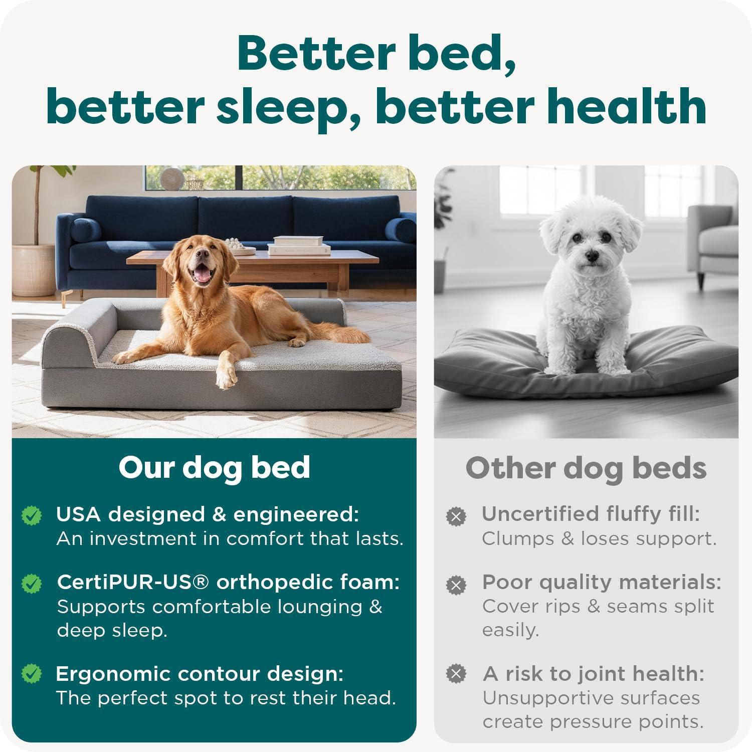 imageFurhaven Orthopedic Dog Bed for Large Dogs w Removable Bolsters ampamp Washable Cover For Dogs Up to 95 lbs Plush ampamp Velvet L Shaped Chaise Sable Brown JumboXLStone Gray