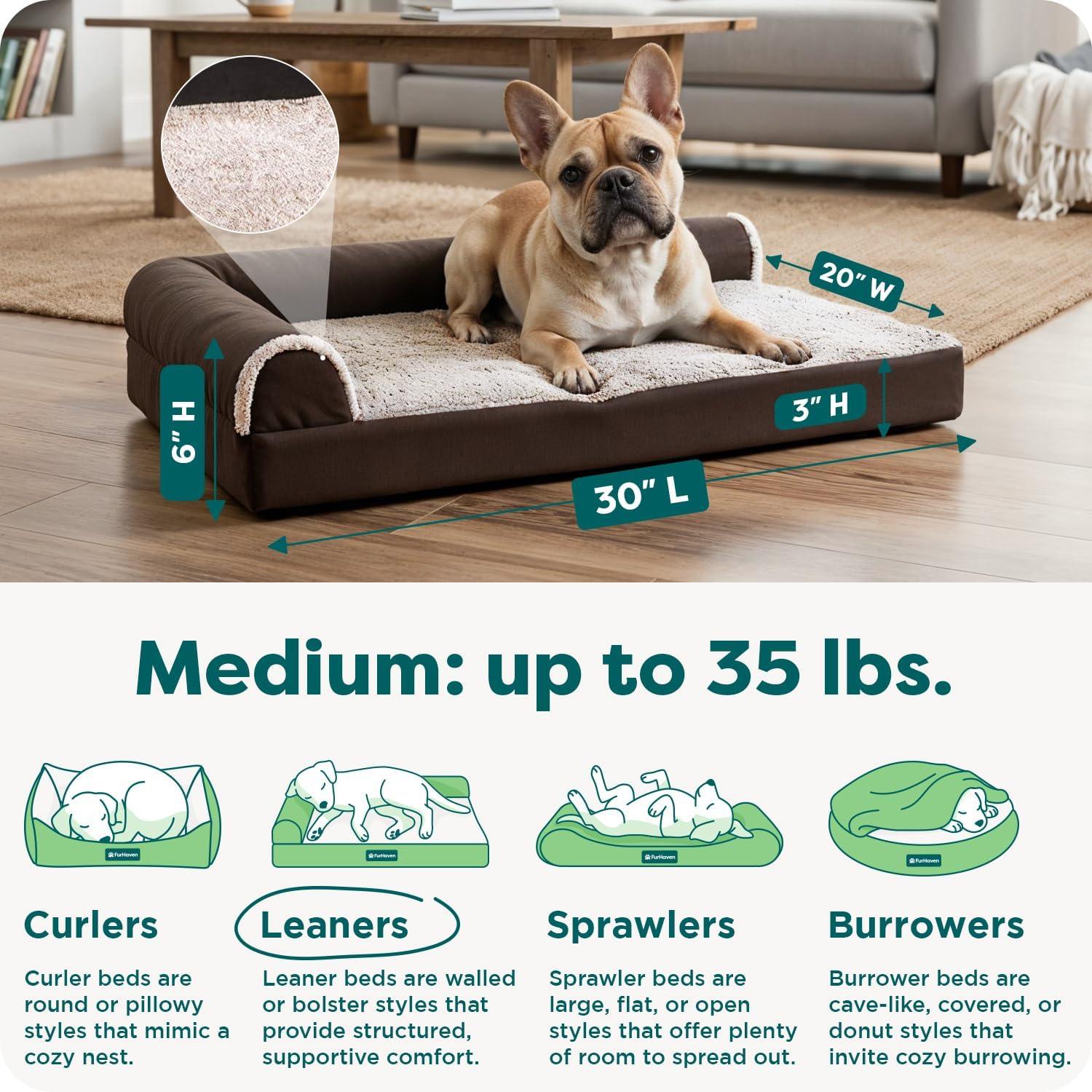 imageFurhaven Orthopedic Dog Bed for Large Dogs w Removable Bolsters ampamp Washable Cover For Dogs Up to 95 lbs Plush ampamp Velvet L Shaped Chaise Sable Brown JumboXLEspresso