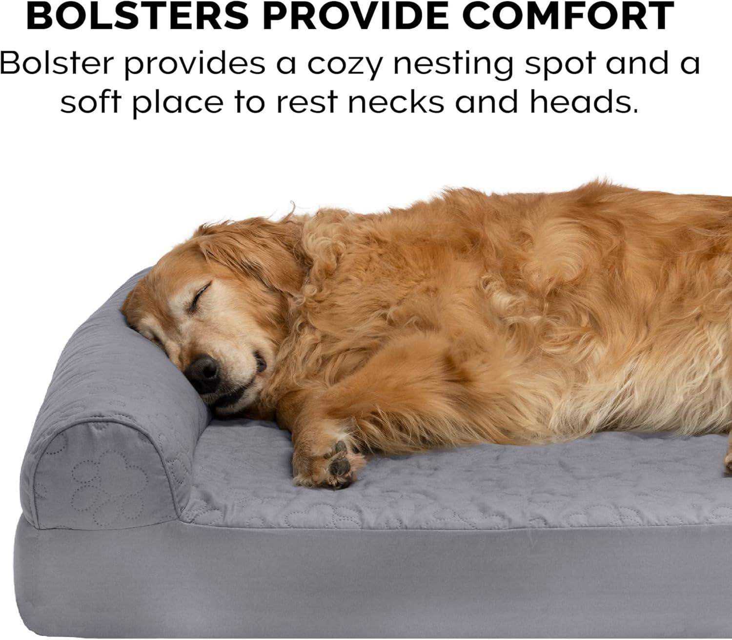 imageFurhaven Orthopedic Dog Bed for Large Dogs w Removable Bolsters ampamp Washable Cover For Dogs Up to 95 lbs Plush ampamp Velvet L Shaped Chaise Sable Brown JumboXLTitanium