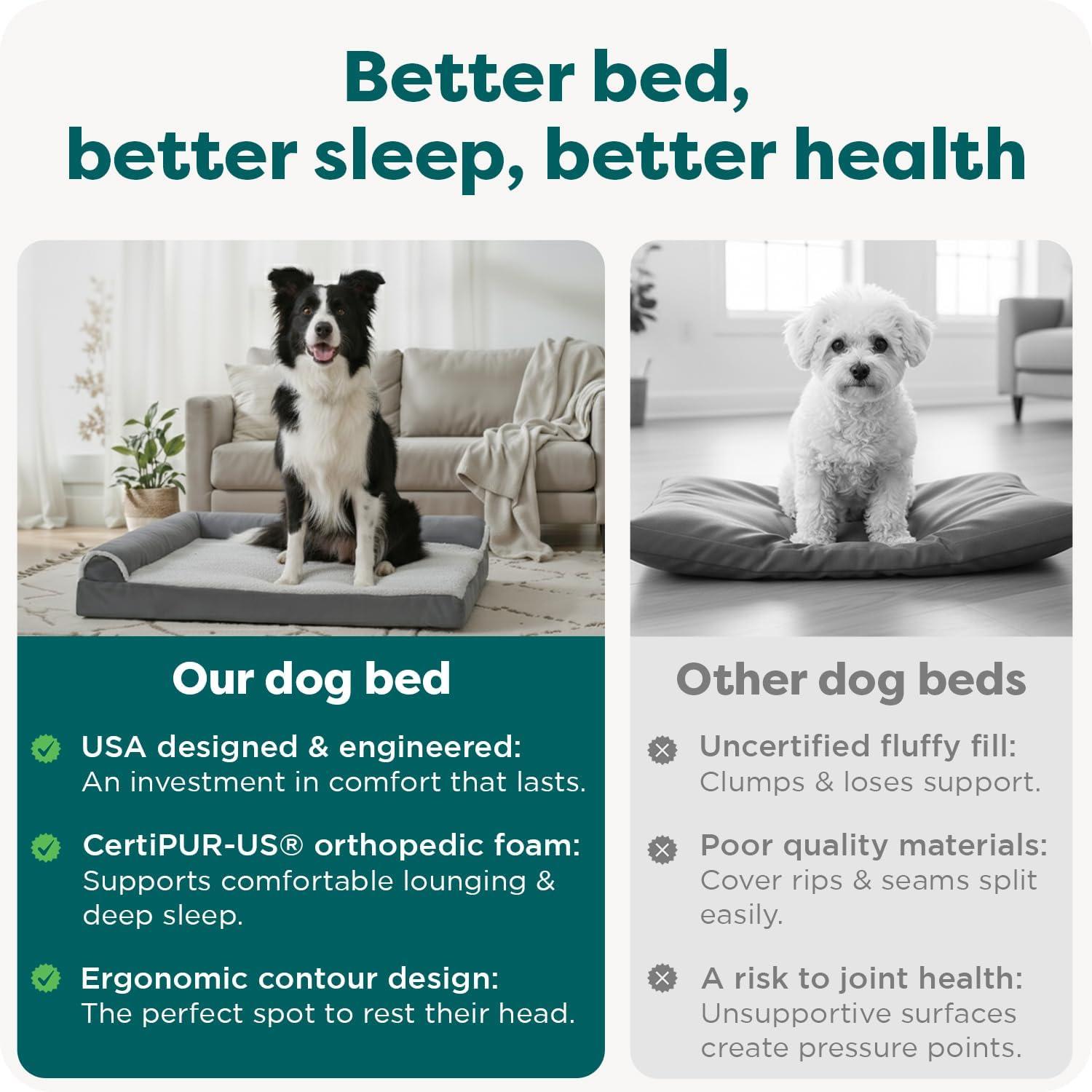 imageFurhaven Orthopedic Dog Bed for Large Dogs w Removable Bolsters ampamp Washable Cover For Dogs Up to 95 lbs Plush ampamp Velvet L Shaped Chaise Sable Brown JumboXLStone Gray