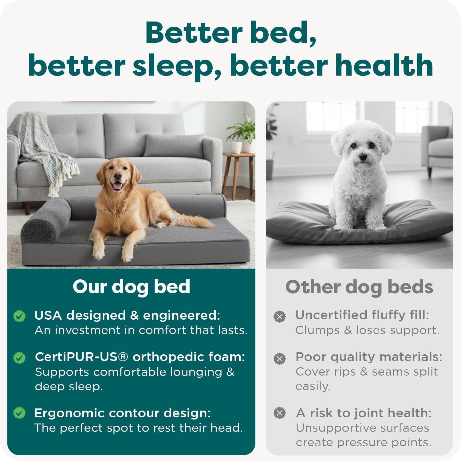 imageFurhaven Orthopedic Dog Bed for Large Dogs w Removable Bolsters ampamp Washable Cover For Dogs Up to 95 lbs Plush ampamp Velvet L Shaped Chaise Sable Brown JumboXLPlatinum Gray