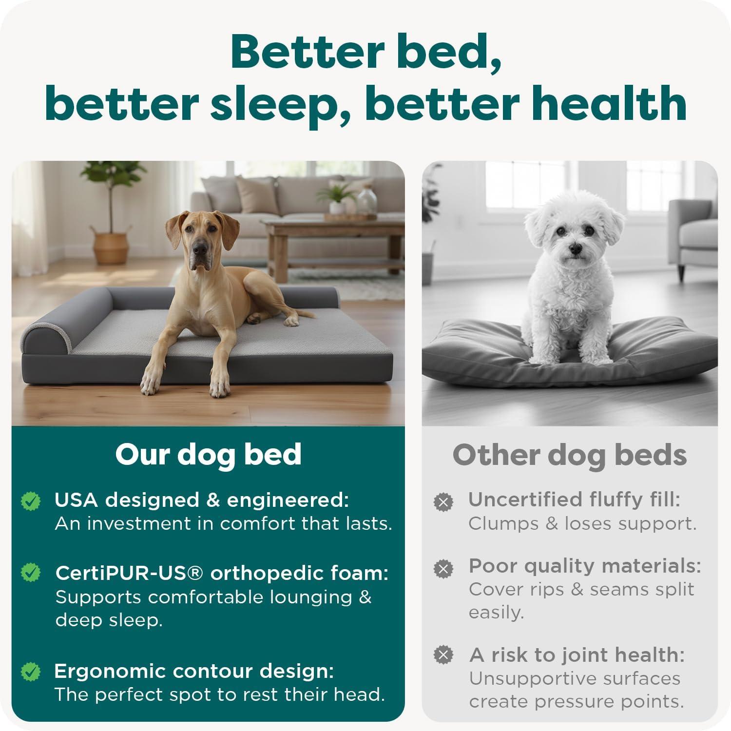 imageFurhaven Orthopedic Dog Bed for Large Dogs w Removable Bolsters ampamp Washable Cover For Dogs Up to 95 lbs Plush ampamp Velvet L Shaped Chaise Sable Brown JumboXLSable Brown