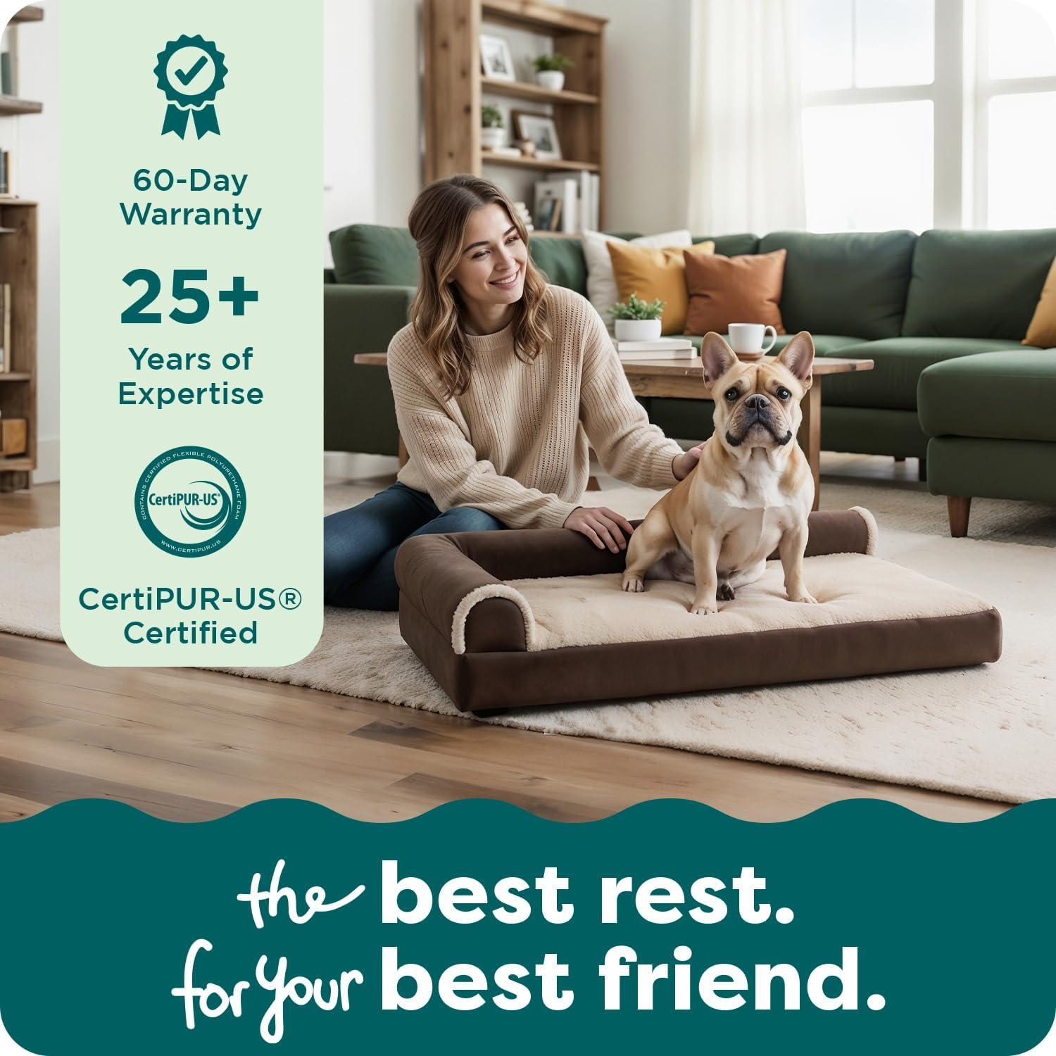 imageFurhaven Orthopedic Dog Bed for Large Dogs w Removable Bolsters ampamp Washable Cover For Dogs Up to 95 lbs Plush ampamp Velvet L Shaped Chaise Sable Brown JumboXLEspresso