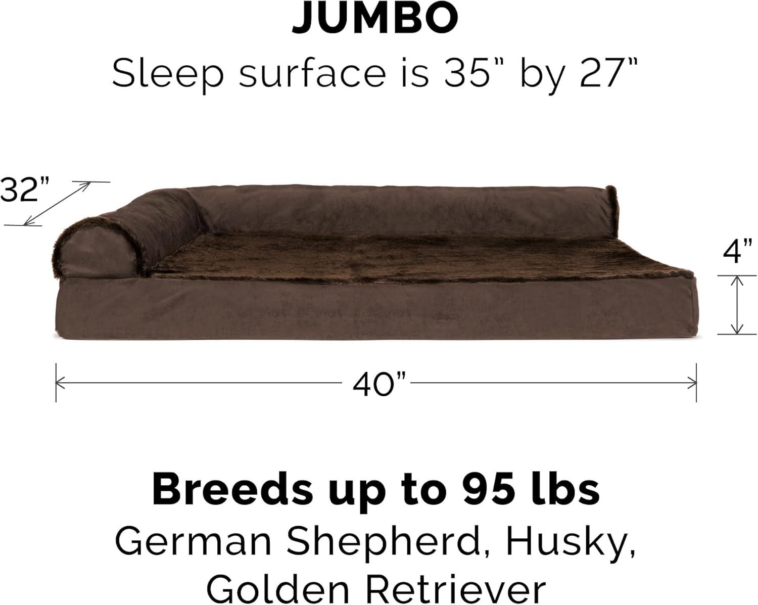 imageFurhaven Orthopedic Dog Bed for Large Dogs w Removable Bolsters ampamp Washable Cover For Dogs Up to 95 lbs Plush ampamp Velvet L Shaped Chaise Sable Brown JumboXLDino Toy Sable Brown