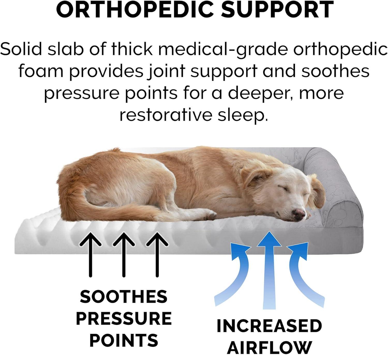 imageFurhaven Orthopedic Dog Bed for Large Dogs w Removable Bolsters ampamp Washable Cover For Dogs Up to 95 lbs Plush ampamp Velvet L Shaped Chaise Sable Brown JumboXLTitanium