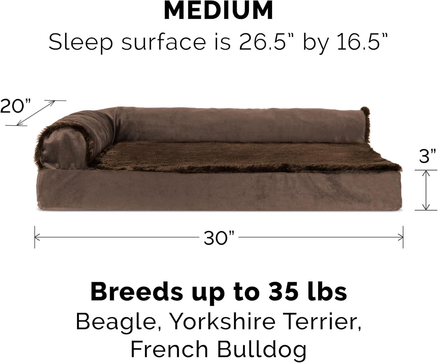 imageFurhaven Orthopedic Dog Bed for Large Dogs w Removable Bolsters ampamp Washable Cover For Dogs Up to 95 lbs Plush ampamp Velvet L Shaped Chaise Sable Brown JumboXLSable Brown