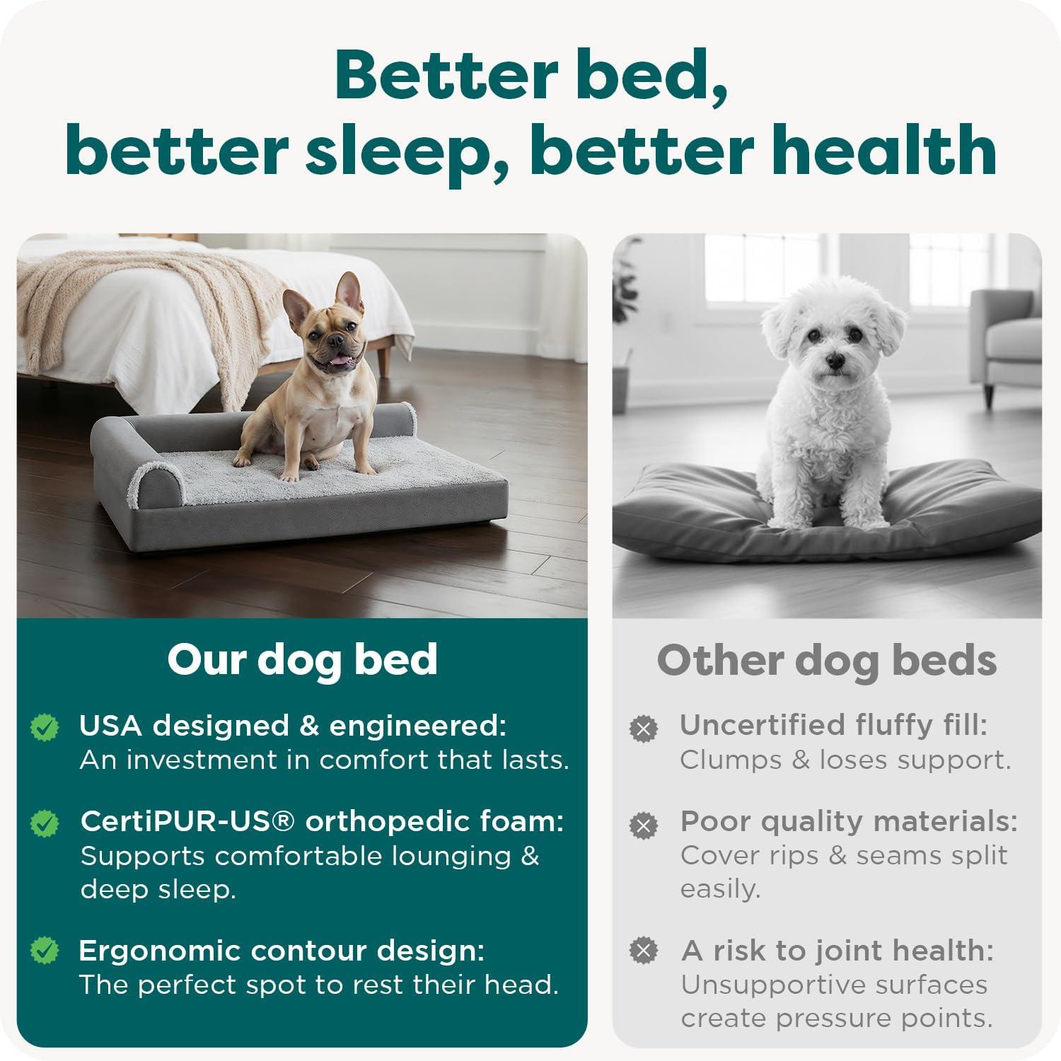 imageFurhaven Orthopedic Dog Bed for Large Dogs w Removable Bolsters ampamp Washable Cover For Dogs Up to 95 lbs Plush ampamp Velvet L Shaped Chaise Sable Brown JumboXLStone Gray