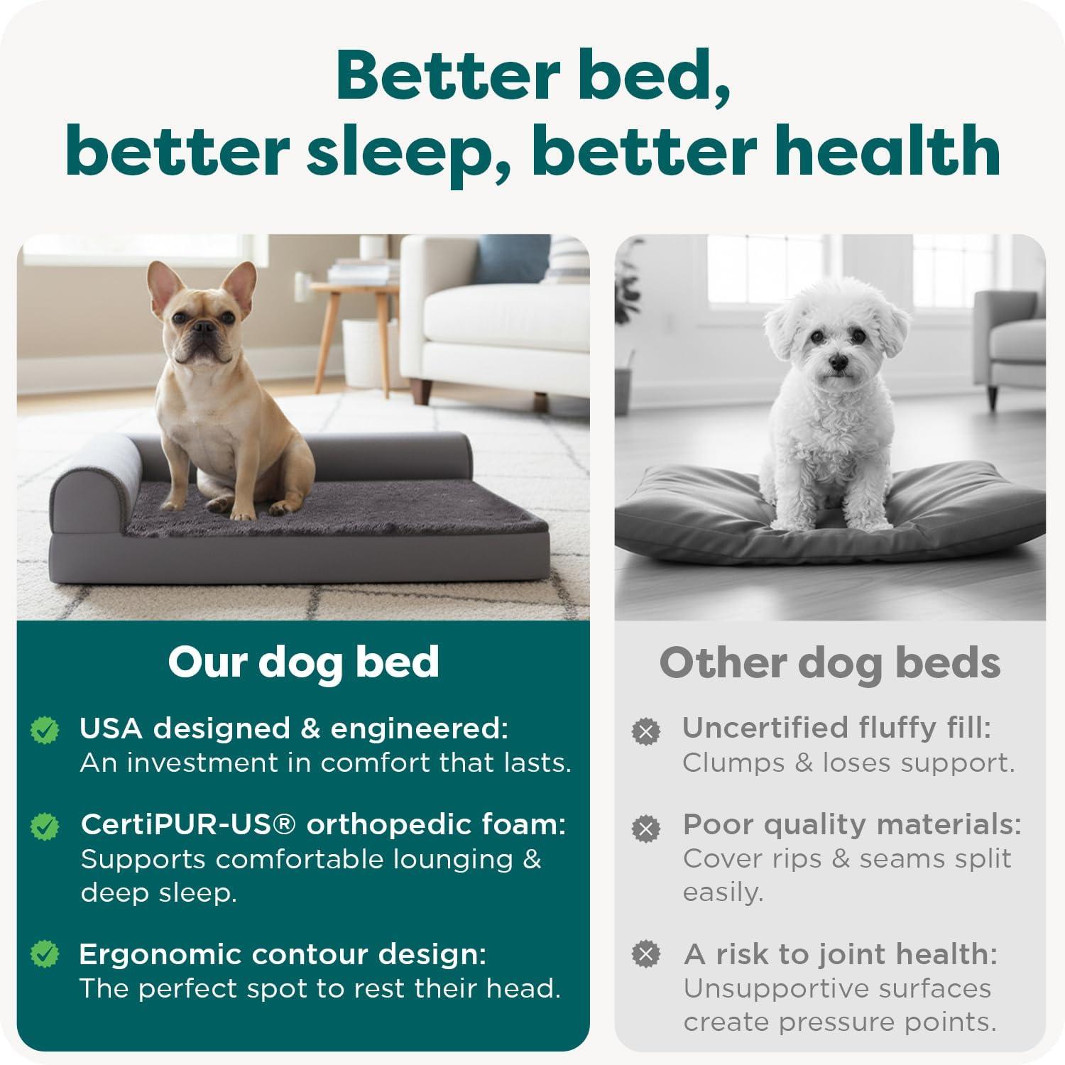 imageFurhaven Orthopedic Dog Bed for Large Dogs w Removable Bolsters ampamp Washable Cover For Dogs Up to 95 lbs Plush ampamp Velvet L Shaped Chaise Sable Brown JumboXLPlatinum Gray