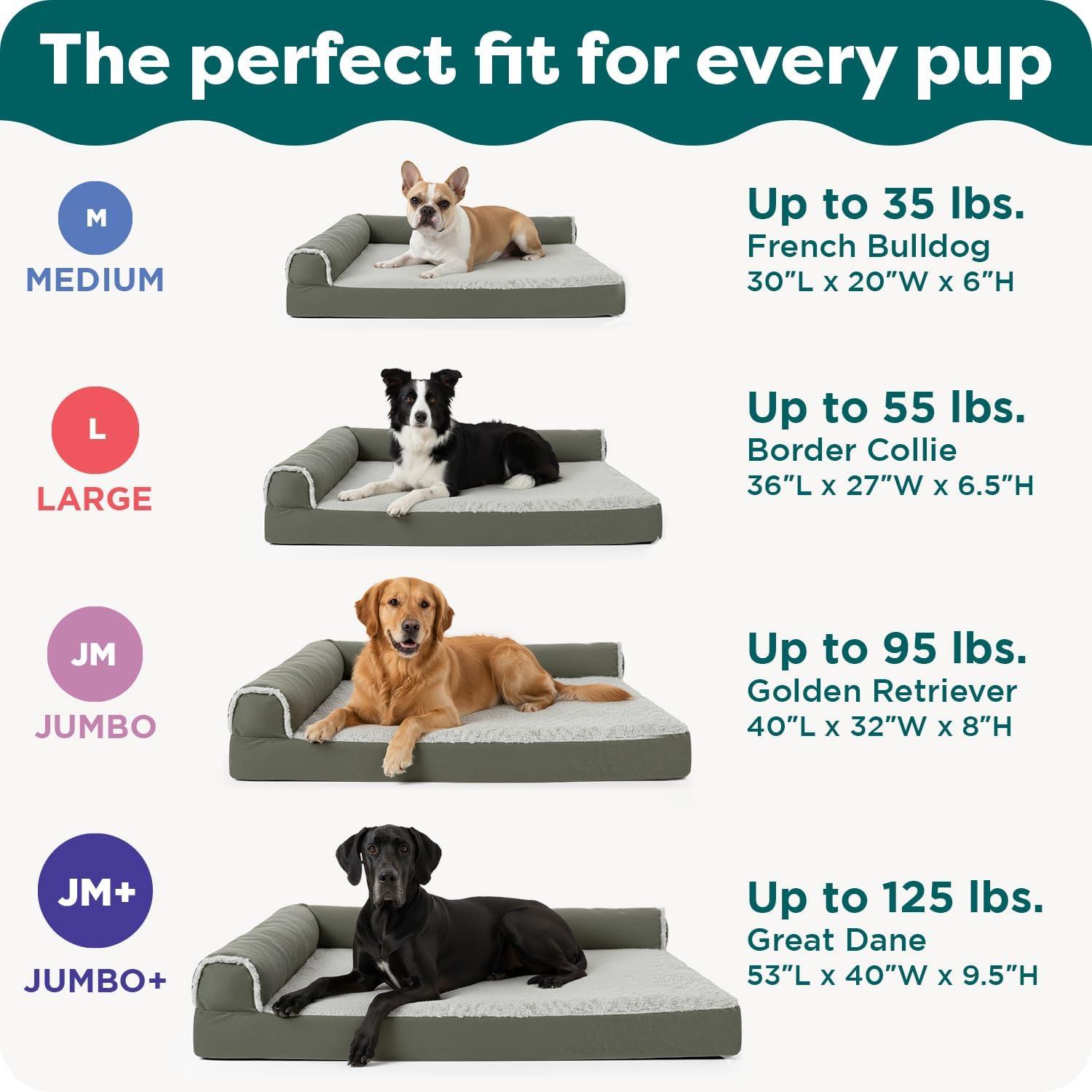 imageFurhaven Orthopedic Dog Bed for Large Dogs w Removable Bolsters ampamp Washable Cover For Dogs Up to 95 lbs Plush ampamp Velvet L Shaped Chaise Sable Brown JumboXLSable Brown
