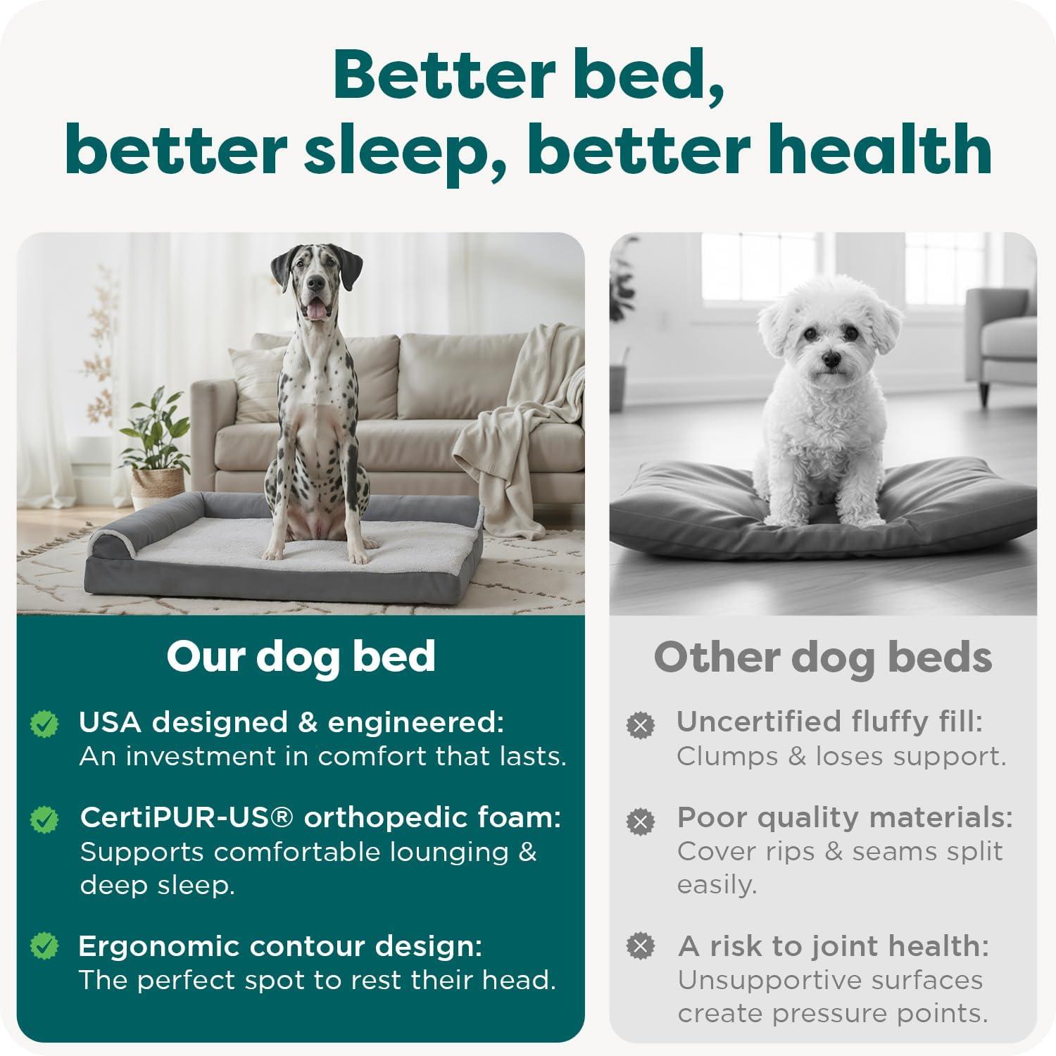 imageFurhaven Orthopedic Dog Bed for Large Dogs w Removable Bolsters ampamp Washable Cover For Dogs Up to 95 lbs Plush ampamp Velvet L Shaped Chaise Sable Brown JumboXLStone Gray