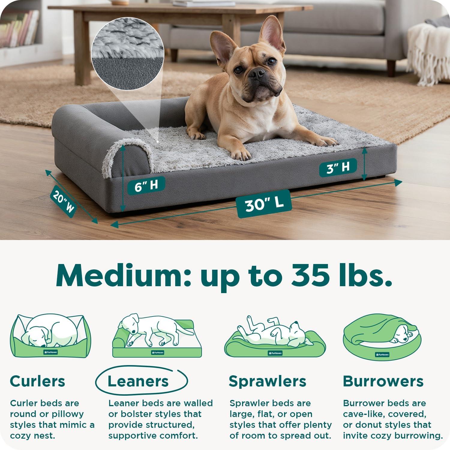 imageFurhaven Orthopedic Dog Bed for Large Dogs w Removable Bolsters ampamp Washable Cover For Dogs Up to 95 lbs Plush ampamp Velvet L Shaped Chaise Sable Brown JumboXLStone Gray