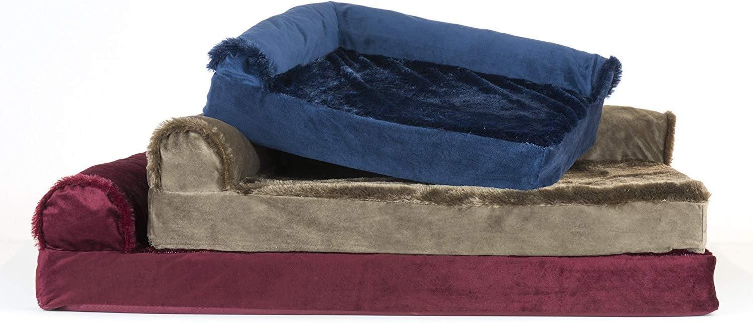 imageFurhaven Orthopedic Dog Bed for Large Dogs w Removable Bolsters ampamp Washable Cover For Dogs Up to 95 lbs Plush ampamp Velvet L Shaped Chaise Sable Brown JumboXLSable Brown