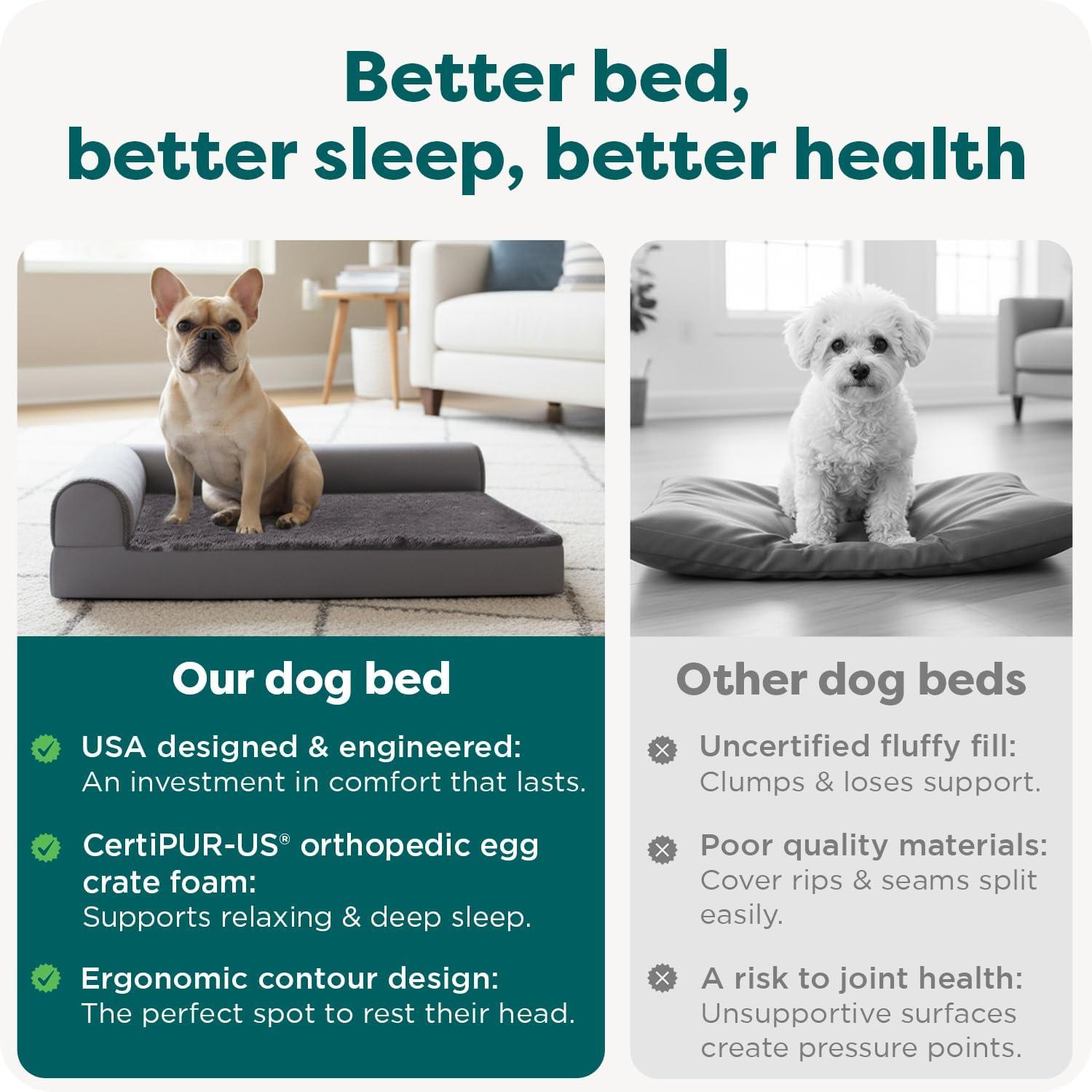 imageFurhaven Orthopedic Dog Bed for Large Dogs w Removable Bolsters ampamp Washable Cover For Dogs Up to 95 lbs Plush ampamp Velvet L Shaped Chaise Sable Brown JumboXLDeep Sapphire