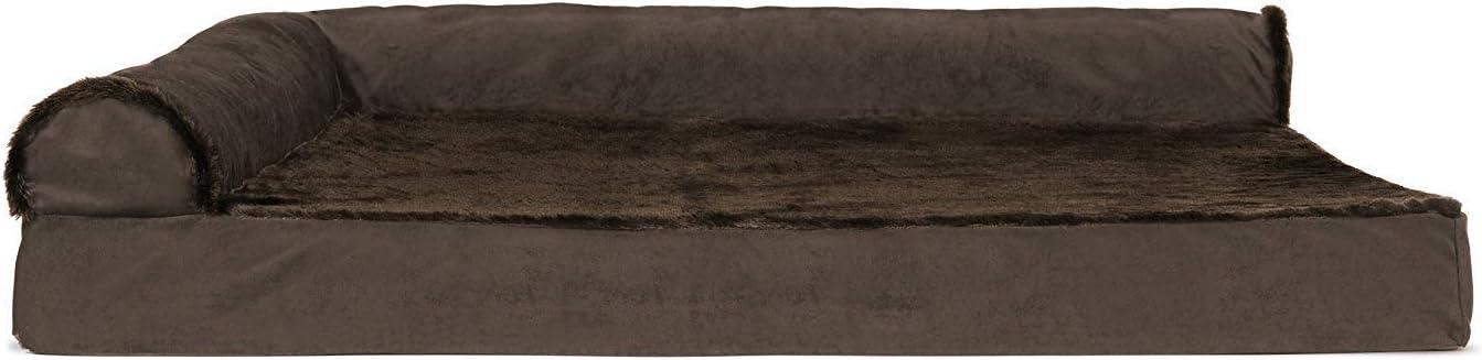 imageFurhaven Orthopedic Dog Bed for Large Dogs w Removable Bolsters ampamp Washable Cover For Dogs Up to 95 lbs Plush ampamp Velvet L Shaped Chaise Sable Brown JumboXLSable Brown