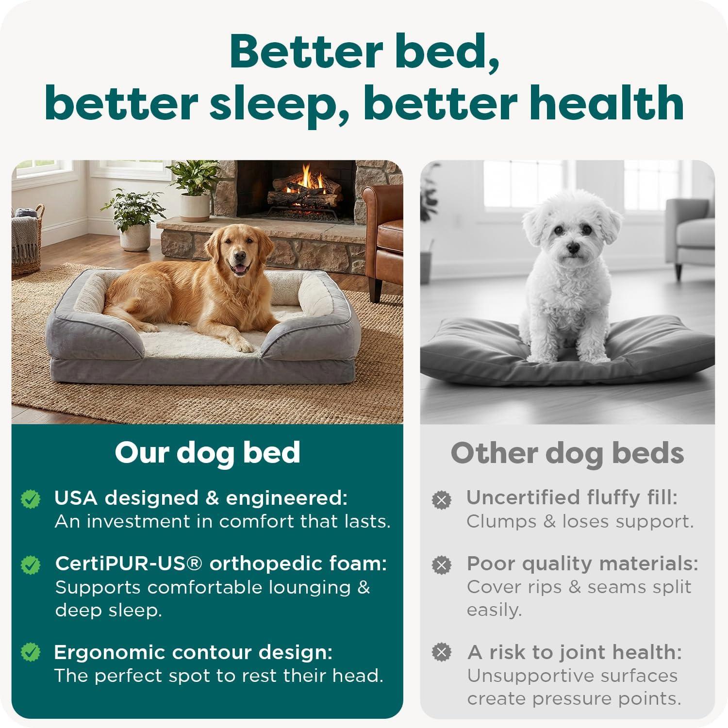 imageFurhaven Orthopedic Dog Bed for Large Dogs w Removable Bolsters ampamp Washable Cover For Dogs Up to 95 lbs Plush ampamp Velvet Waves Perfect Comfort Sofa Granite Gray JumboXL