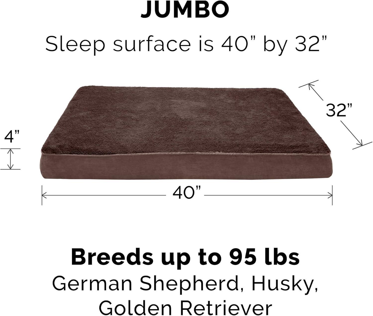 imageFurhaven Orthopedic Dog Bed for Large Dogs w Removable Washable Cover For Dogs Up to 95 lbs Ultra Plush Faux Fur ampamp Suede Mattress Gray JumboXLEspresso