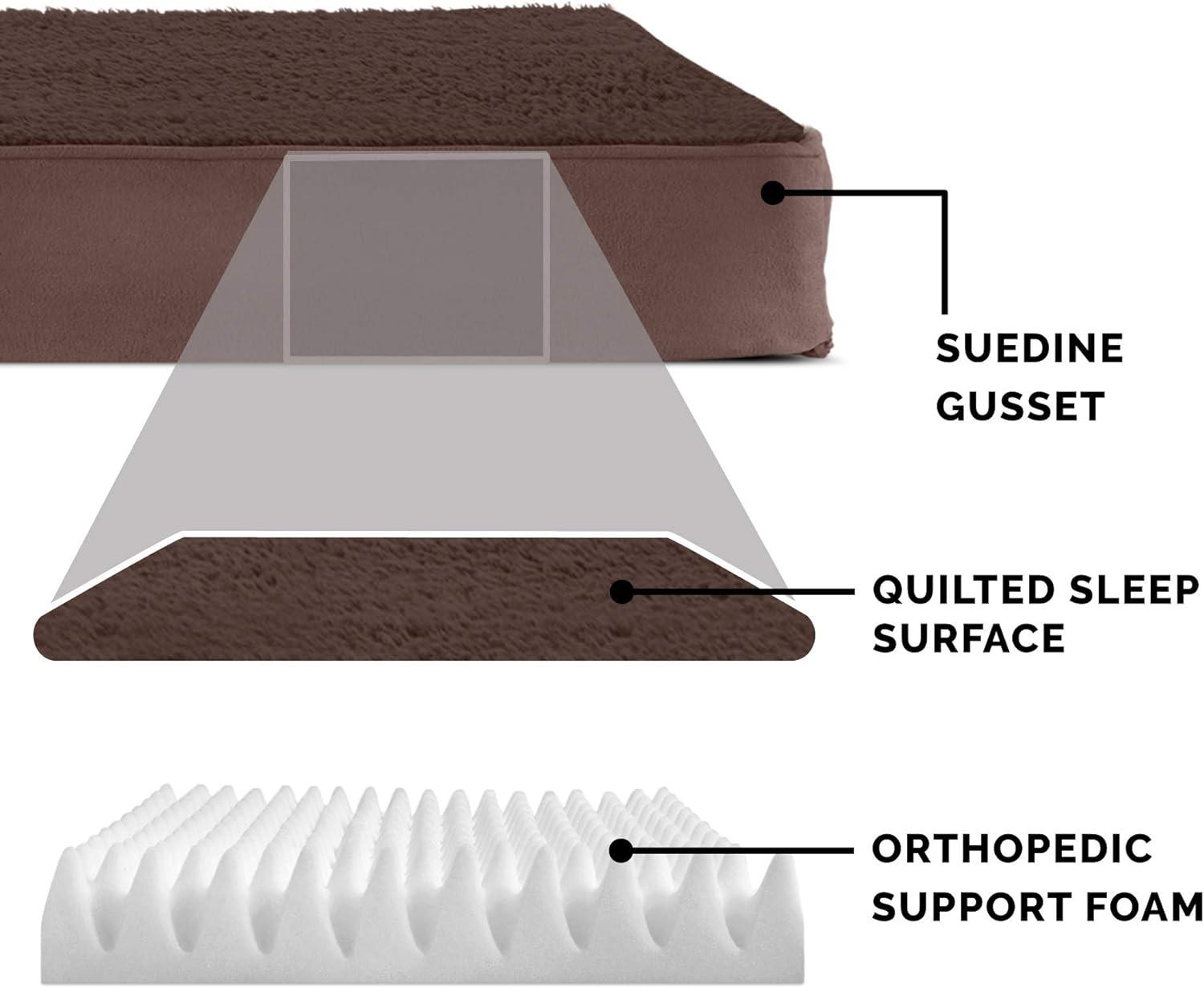 imageFurhaven Orthopedic Dog Bed for Large Dogs w Removable Washable Cover For Dogs Up to 95 lbs Ultra Plush Faux Fur ampamp Suede Mattress Gray JumboXLEspresso