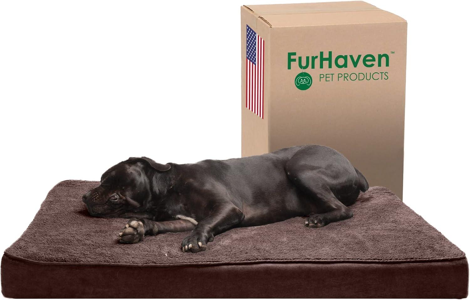 imageFurhaven Orthopedic Dog Bed for Large Dogs w Removable Washable Cover For Dogs Up to 95 lbs Ultra Plush Faux Fur ampamp Suede Mattress Gray JumboXLEspresso