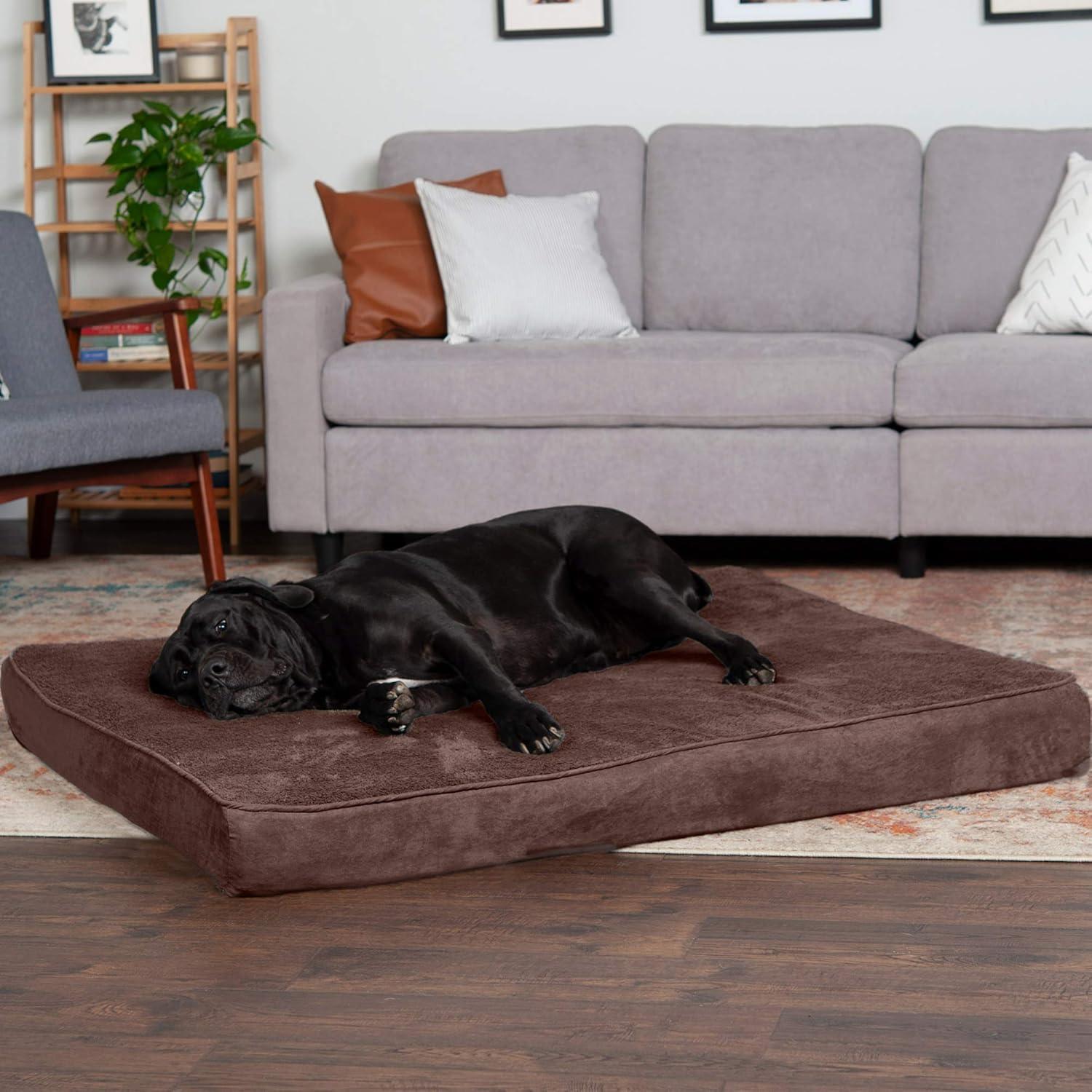 imageFurhaven Orthopedic Dog Bed for Large Dogs w Removable Washable Cover For Dogs Up to 95 lbs Ultra Plush Faux Fur ampamp Suede Mattress Gray JumboXLEspresso