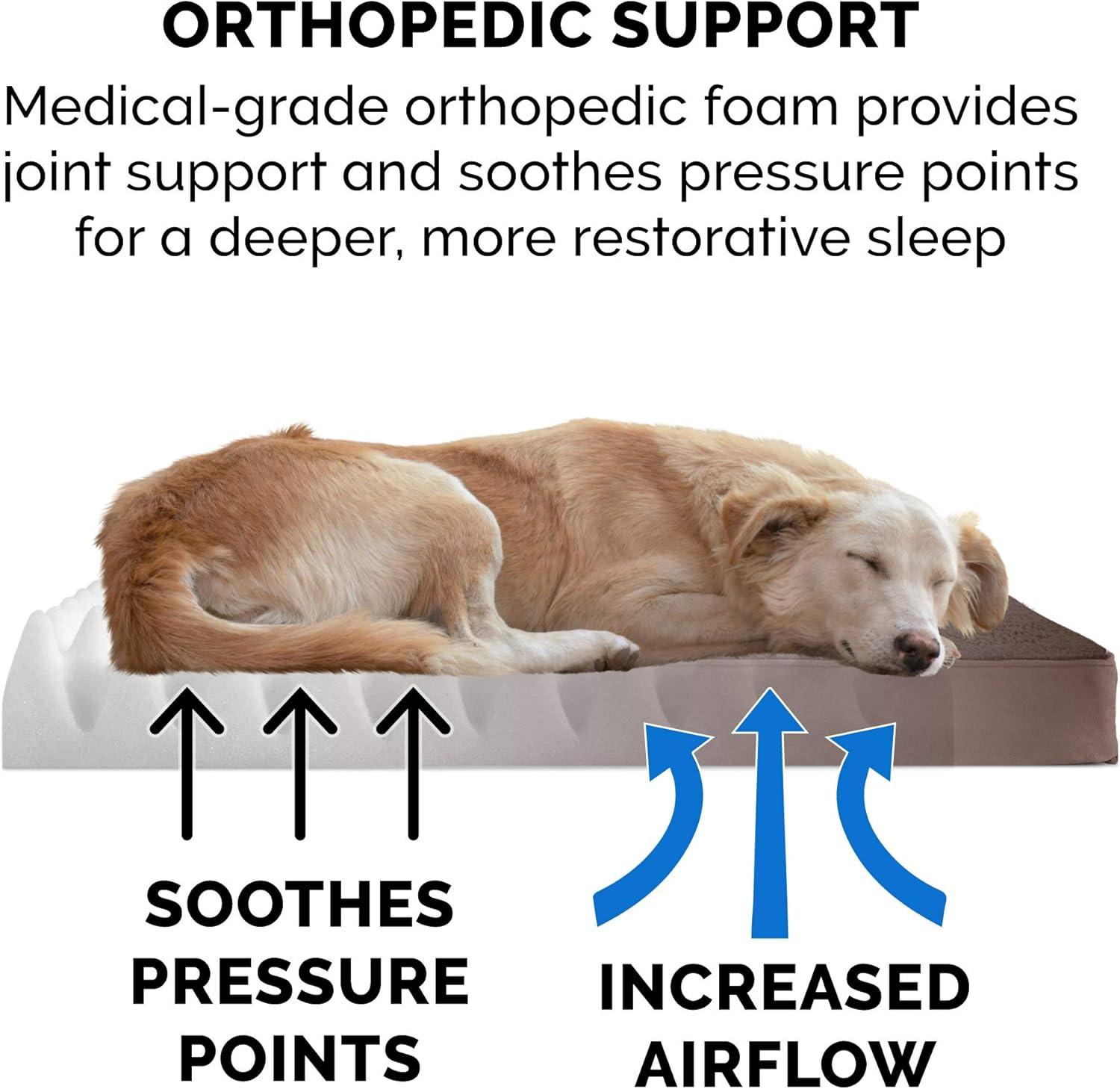 imageFurhaven Orthopedic Dog Bed for Large Dogs w Removable Washable Cover For Dogs Up to 95 lbs Ultra Plush Faux Fur ampamp Suede Mattress Gray JumboXLEspresso
