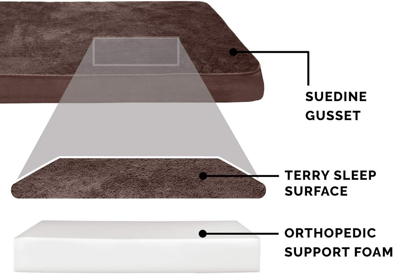 imageFurhaven Orthopedic Dog Bed for Large Dogs w Removable Washable Cover For Dogs Up to 95 lbs Ultra Plush Faux Fur ampamp Suede Mattress Gray JumboXLEspresso