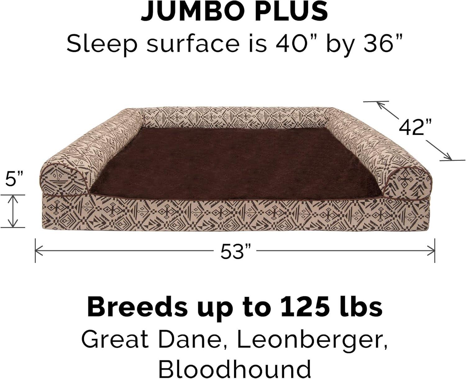 imageFurhaven Orthopedic Dog Bed for Large Dogs w Removable Washable Cover For Dogs Up to 95 lbs Ultra Plush Faux Fur ampamp Suede Mattress Gray JumboXLEspresso