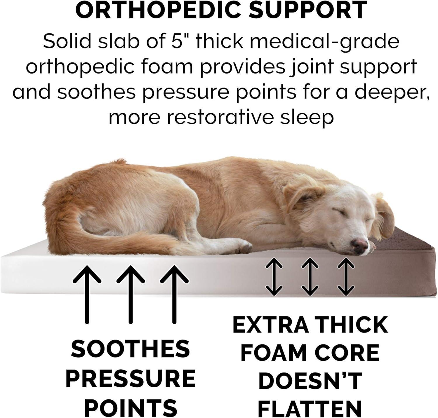 imageFurhaven Orthopedic Dog Bed for Large Dogs w Removable Washable Cover For Dogs Up to 95 lbs Ultra Plush Faux Fur ampamp Suede Mattress Gray JumboXLEspresso