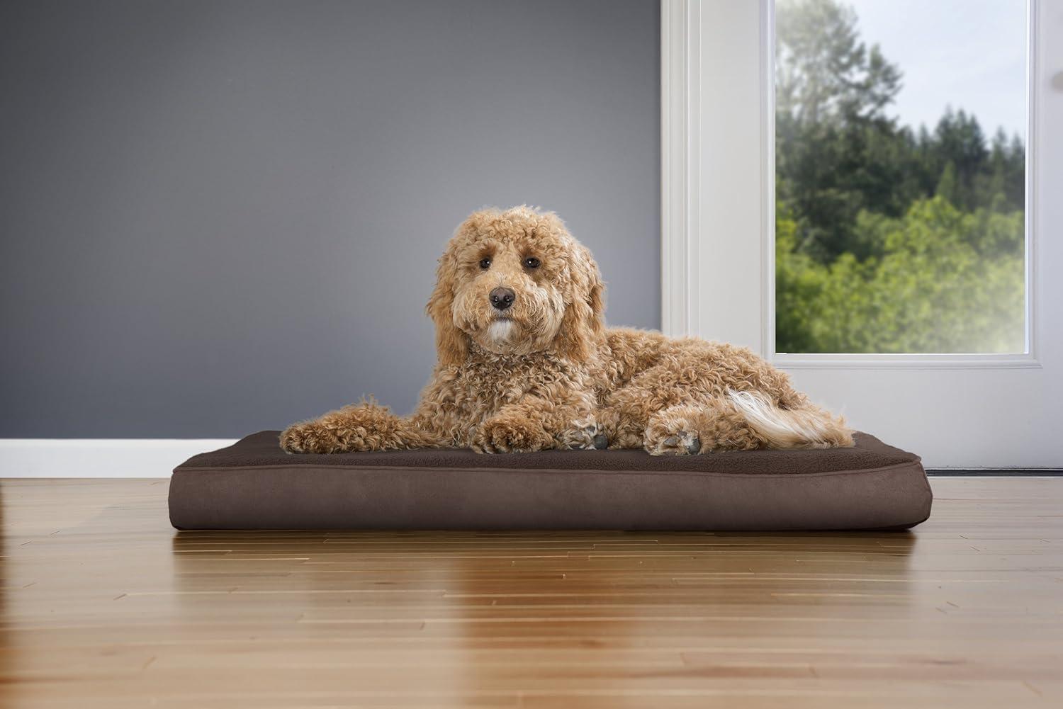 imageFurhaven Orthopedic Dog Bed for Large Dogs w Removable Washable Cover For Dogs Up to 95 lbs Ultra Plush Faux Fur ampamp Suede Mattress Gray JumboXLEspresso