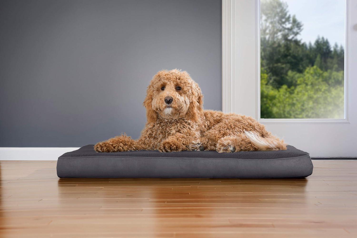 imageFurhaven Orthopedic Dog Bed for Large Dogs w Removable Washable Cover For Dogs Up to 95 lbs Ultra Plush Faux Fur ampamp Suede Mattress Gray JumboXLGray