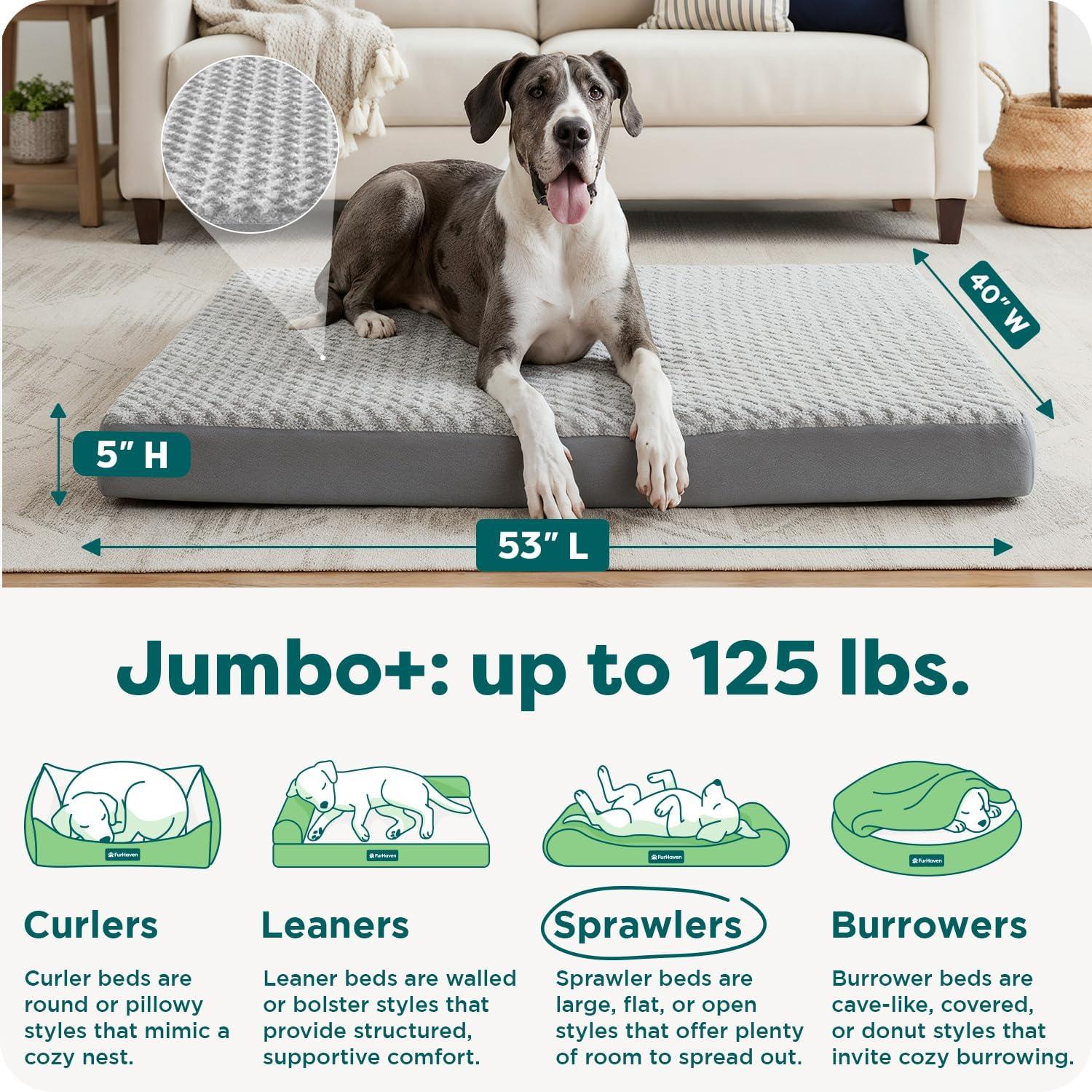 imageFurhaven Orthopedic Dog Bed for Large Dogs w Removable Washable Cover For Dogs Up to 95 lbs Ultra Plush Faux Fur ampamp Suede Mattress Gray JumboXLGray