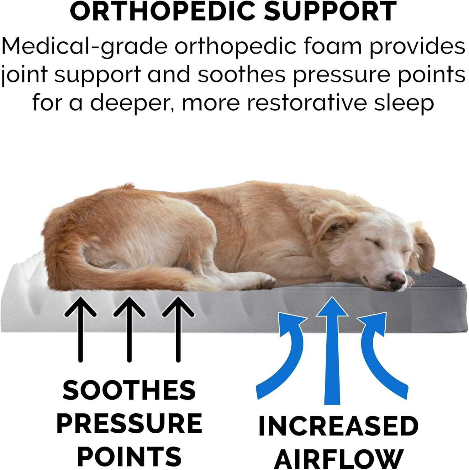 imageFurhaven Orthopedic Dog Bed for Large Dogs w Removable Washable Cover For Dogs Up to 95 lbs Ultra Plush Faux Fur ampamp Suede Mattress Gray JumboXLGray