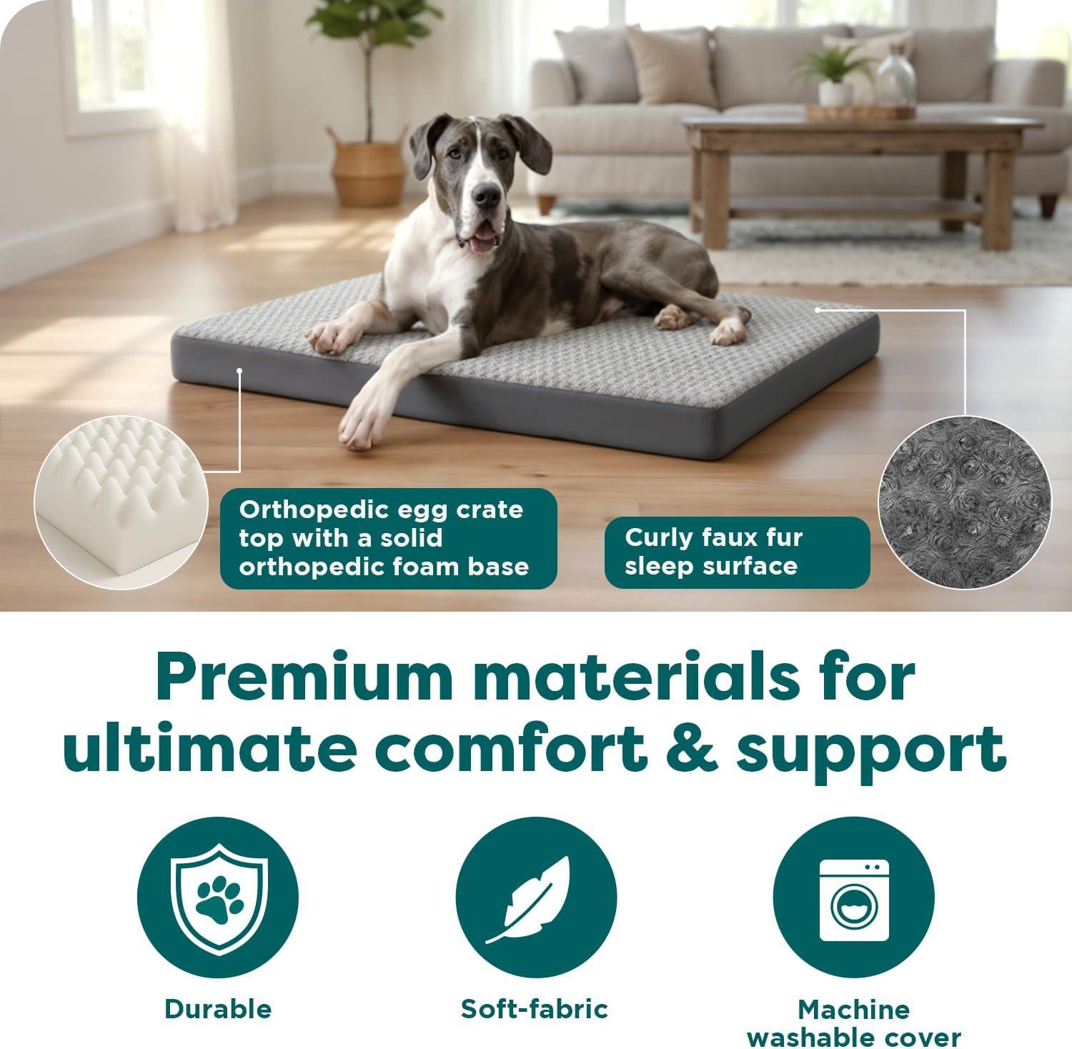 imageFurhaven Orthopedic Dog Bed for Large Dogs w Removable Washable Cover For Dogs Up to 95 lbs Ultra Plush Faux Fur ampamp Suede Mattress Gray JumboXLGray