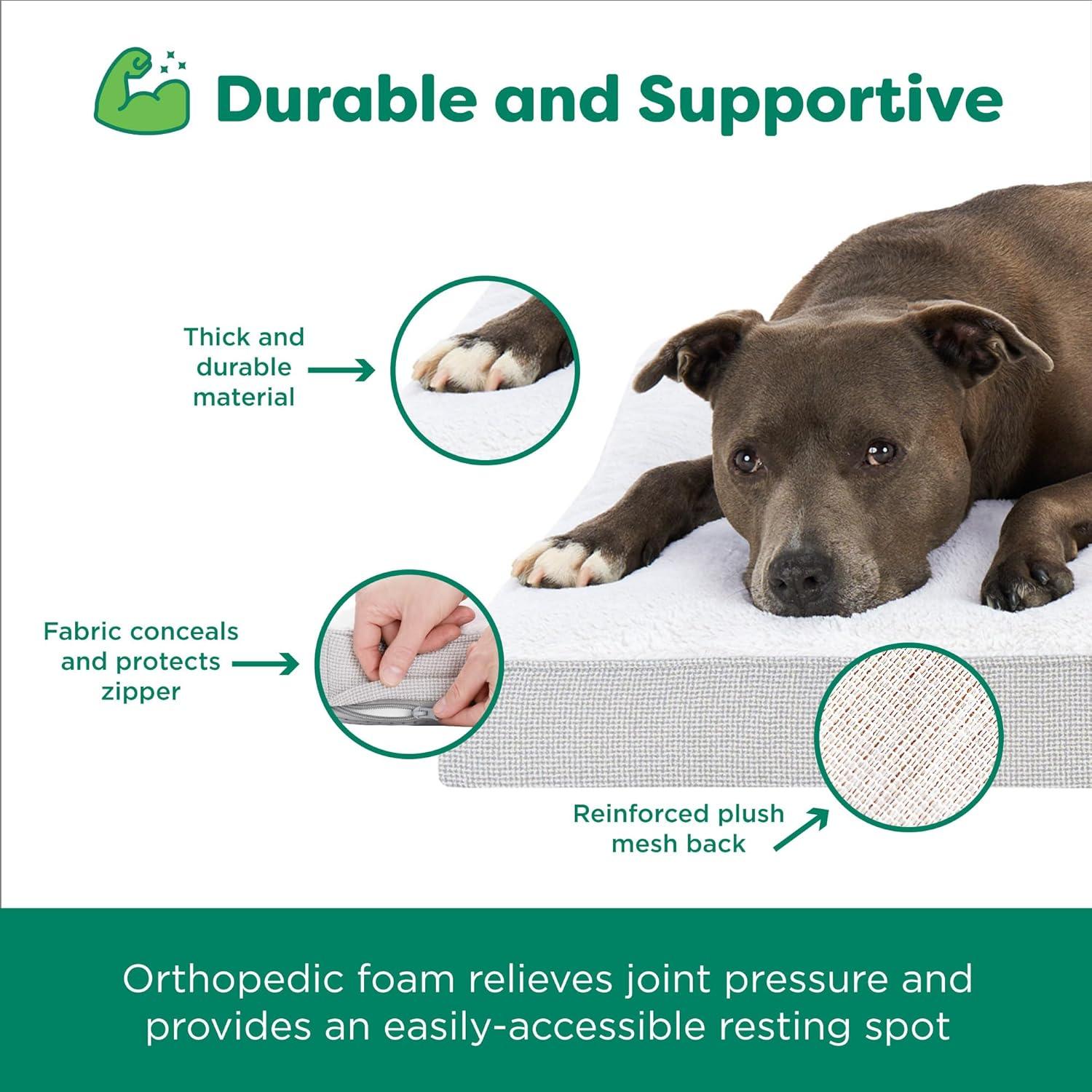 imageFurhaven Orthopedic Dog Bed for Large Dogs w Removable Washable Cover For Dogs Up to 95 lbs Ultra Plush Faux Fur ampamp Suede Mattress Gray JumboXLLight Gray