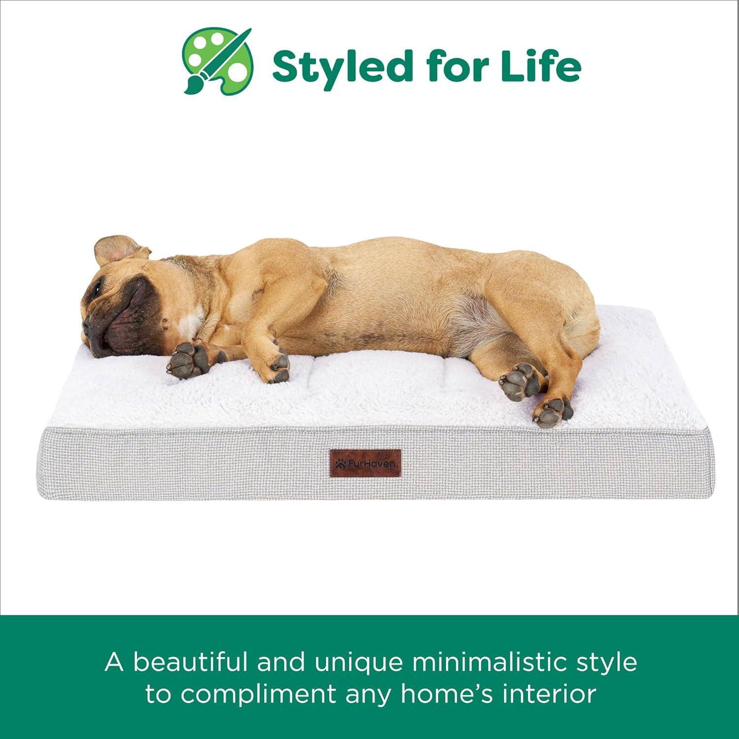 imageFurhaven Orthopedic Dog Bed for Large Dogs w Removable Washable Cover For Dogs Up to 95 lbs Ultra Plush Faux Fur ampamp Suede Mattress Gray JumboXLLight Gray