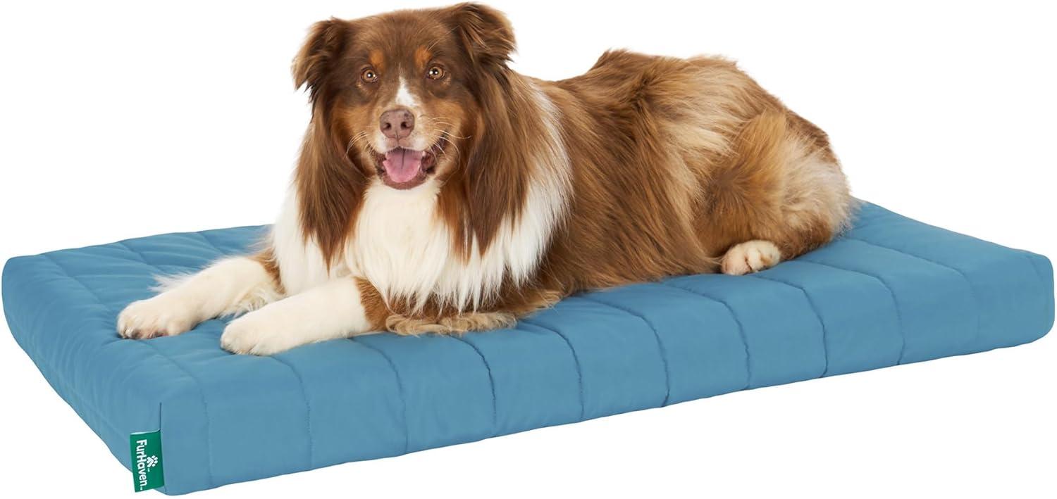 imageFurhaven Orthopedic Dog Bed for Large Dogs w Removable Washable Cover For Dogs Up to 95 lbs Ultra Plush Faux Fur ampamp Suede Mattress Gray JumboXLLagoon