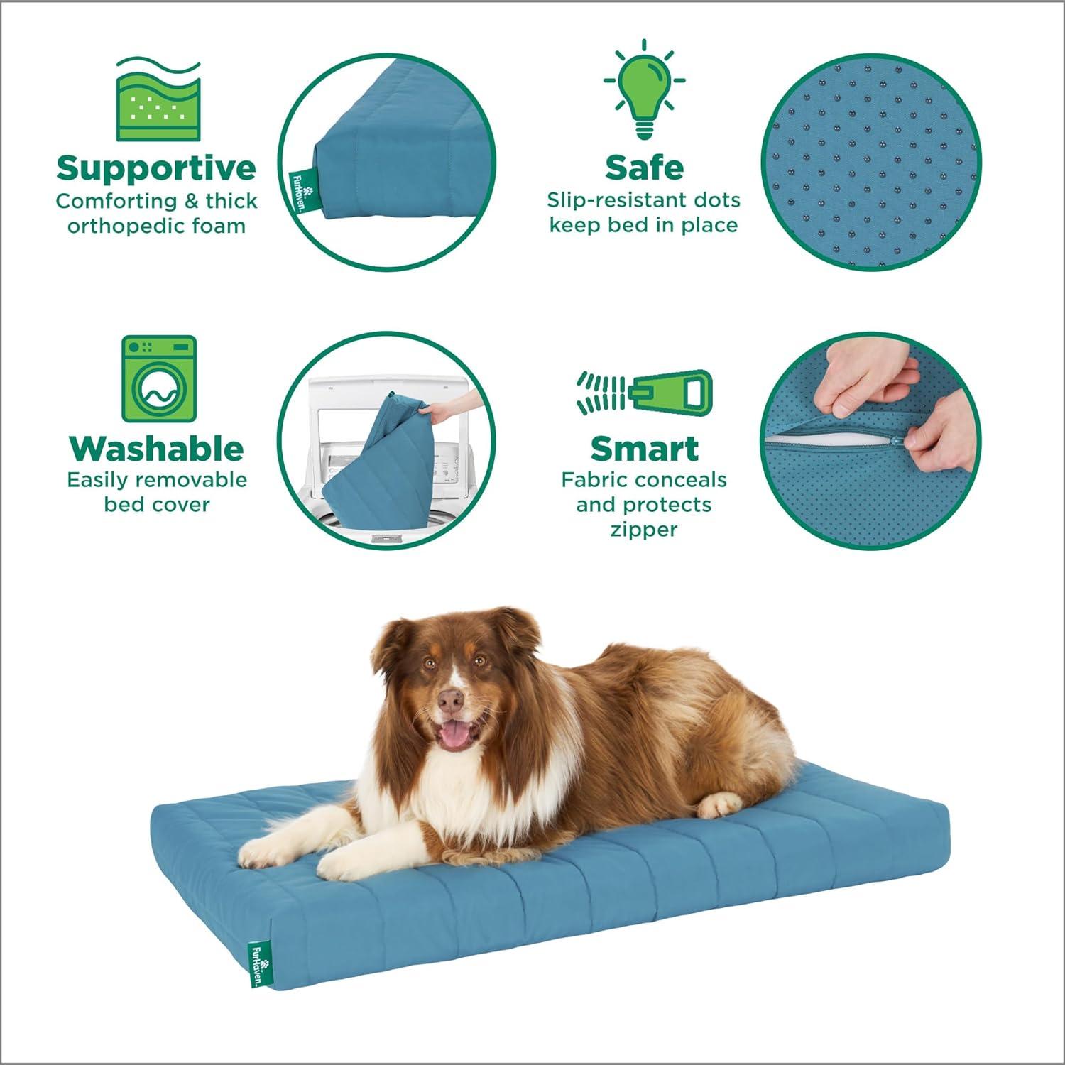 imageFurhaven Orthopedic Dog Bed for Large Dogs w Removable Washable Cover For Dogs Up to 95 lbs Ultra Plush Faux Fur ampamp Suede Mattress Gray JumboXLLagoon