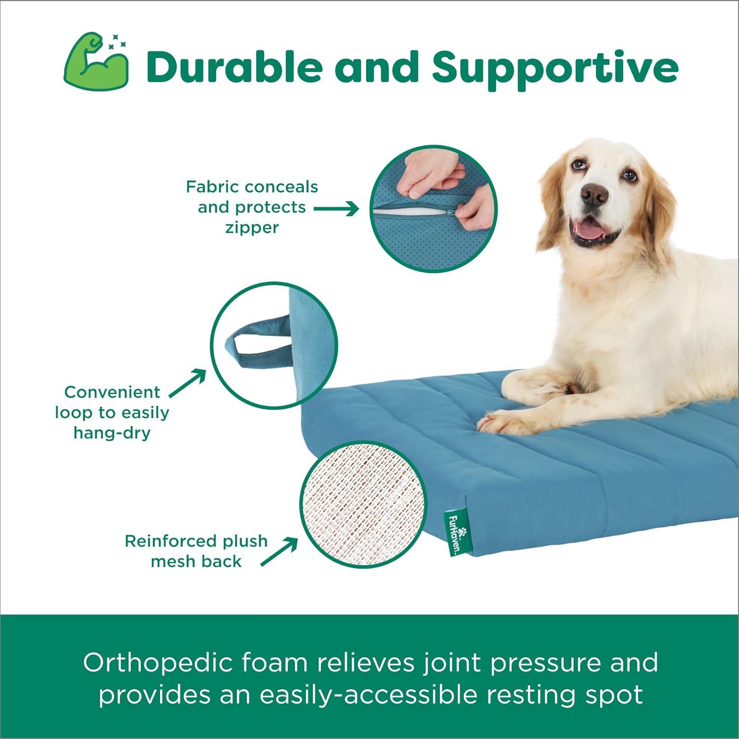 imageFurhaven Orthopedic Dog Bed for Large Dogs w Removable Washable Cover For Dogs Up to 95 lbs Ultra Plush Faux Fur ampamp Suede Mattress Gray JumboXLLagoon
