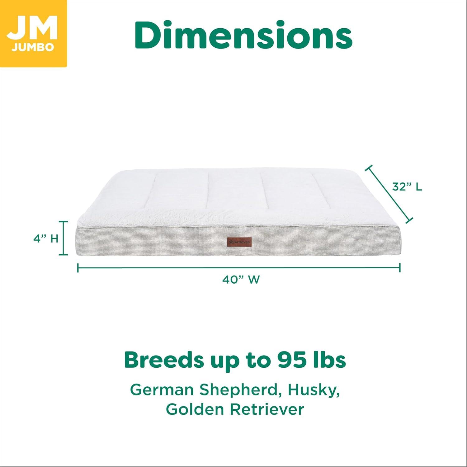 imageFurhaven Orthopedic Dog Bed for Large Dogs w Removable Washable Cover For Dogs Up to 95 lbs Ultra Plush Faux Fur ampamp Suede Mattress Gray JumboXLLight Gray