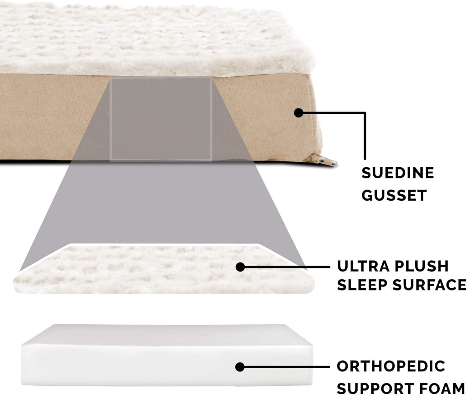 imageFurhaven Orthopedic Dog Bed for Large Dogs w Removable Washable Cover For Dogs Up to 95 lbs Ultra Plush Faux Fur ampamp Suede Mattress Gray JumboXLMinky Cream