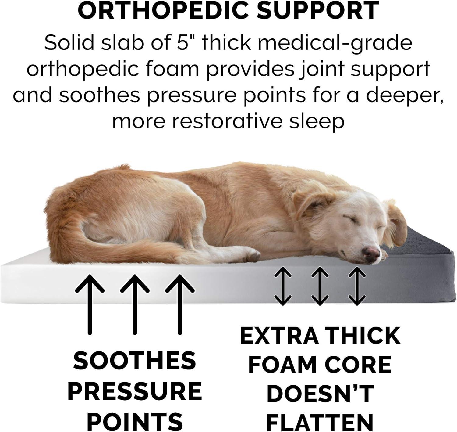 imageFurhaven Orthopedic Dog Bed for Large Dogs w Removable Washable Cover For Dogs Up to 95 lbs Ultra Plush Faux Fur ampamp Suede Mattress Gray JumboXLMinky Gray