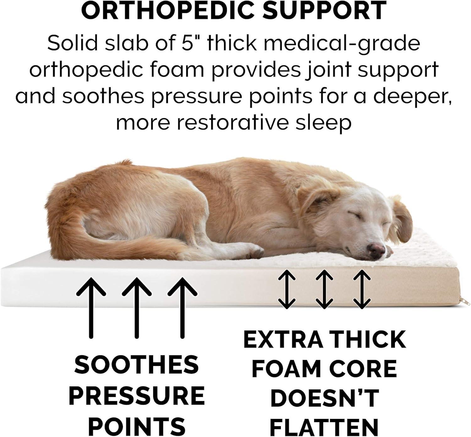 imageFurhaven Orthopedic Dog Bed for Large Dogs w Removable Washable Cover For Dogs Up to 95 lbs Ultra Plush Faux Fur ampamp Suede Mattress Gray JumboXLMinky Cream