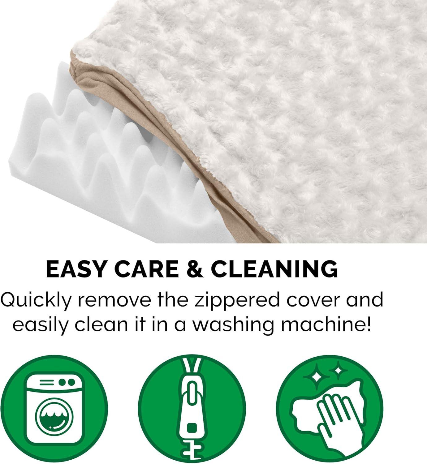 imageFurhaven Orthopedic Dog Bed for Large Dogs w Removable Washable Cover For Dogs Up to 95 lbs Ultra Plush Faux Fur ampamp Suede Mattress Gray JumboXLMinky Cream