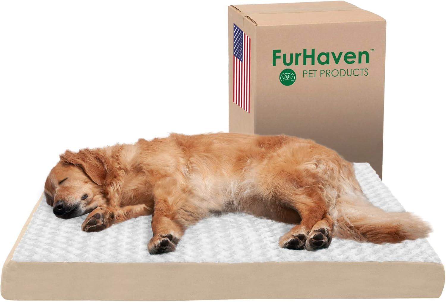 imageFurhaven Orthopedic Dog Bed for Large Dogs w Removable Washable Cover For Dogs Up to 95 lbs Ultra Plush Faux Fur ampamp Suede Mattress Gray JumboXLMinky Cream